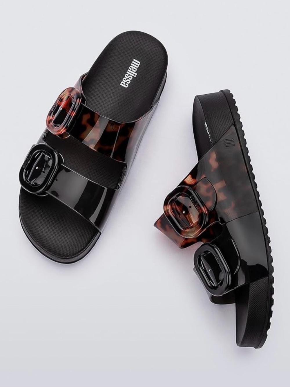 Melissa Jelly Slide Sandals in Tortoiseshell - Black & Brown